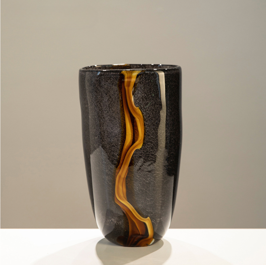 Glass Amber Aurora Curve Vase